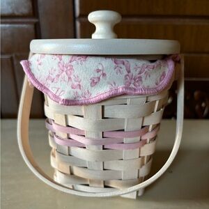 Vintage White Longaberger American Cancer Society Basket with Lid